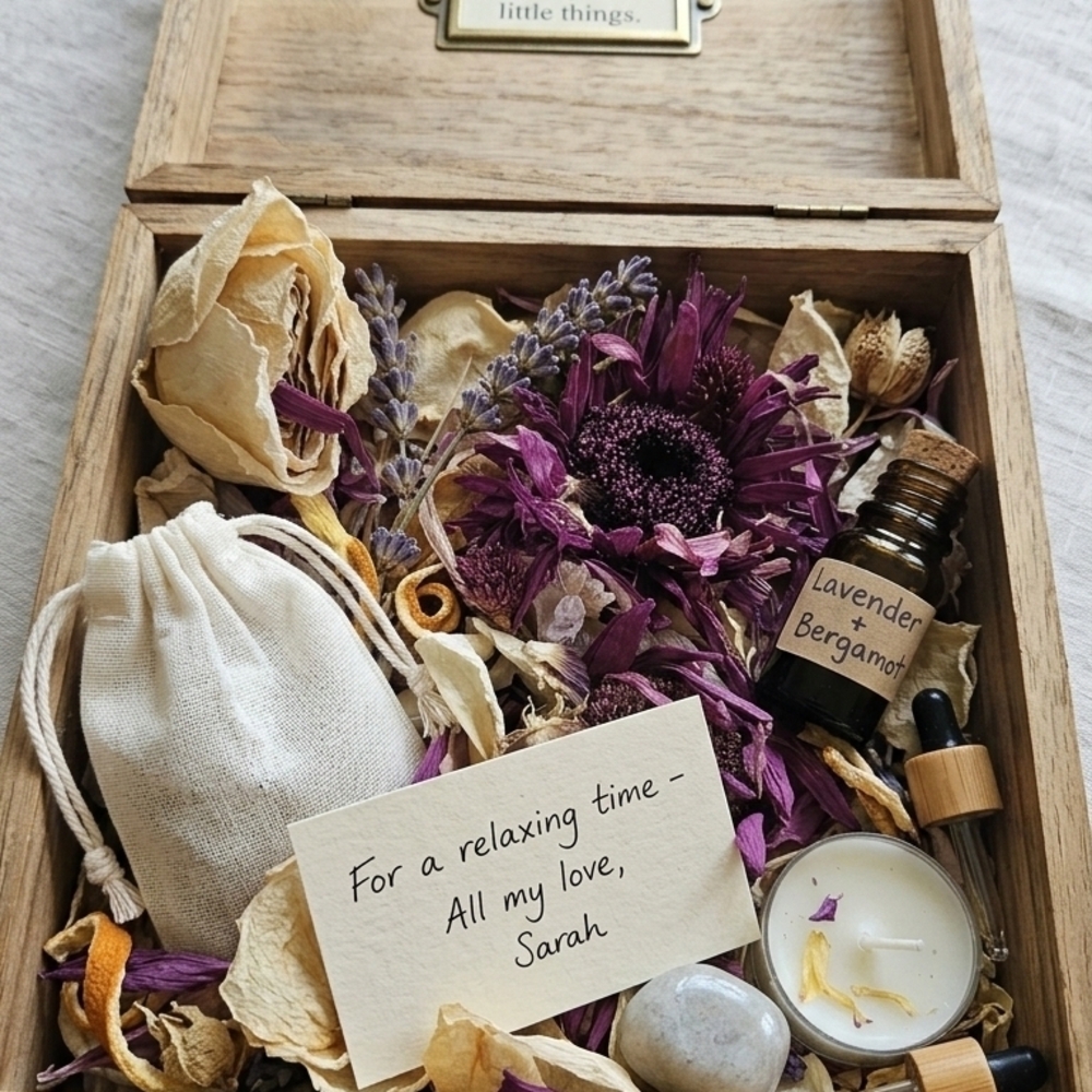 White Rose and Bergamot Relaxation Gift Box - Craft Flower Pallets Dry Flower